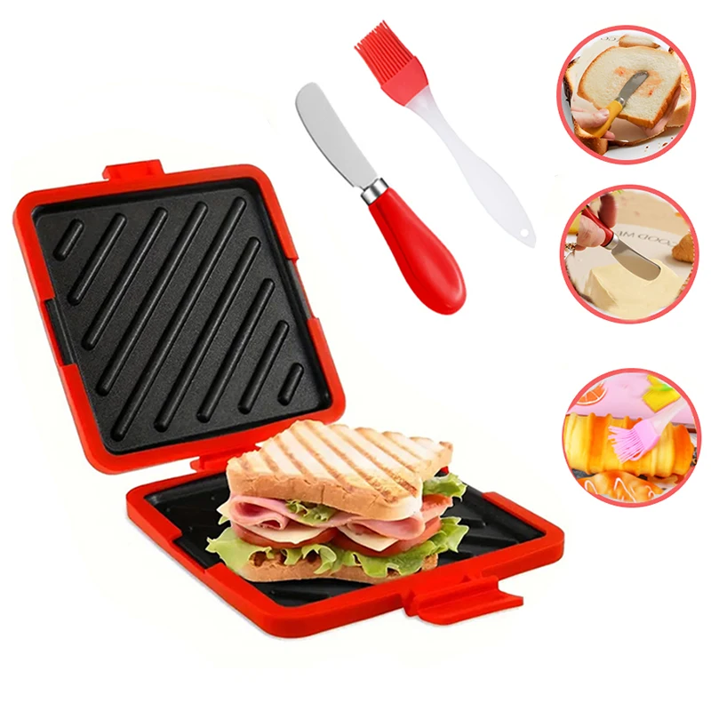 Kitchen Gadgets Set - 3パック食品グレードサンドイッチトースター、バターナイフとオイルブラシセット付き、トーストやサンドイッチ作り用キッチンガジェット