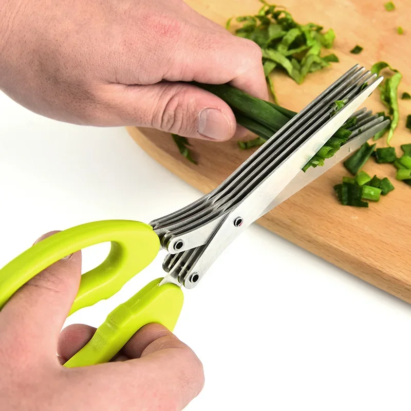 Kitchen Gadgets You Need - 多層キッチンはさみステンレス鋼野菜カッターネギハーブ海苔スパイス調理ツールカットキッチンアクセサリー