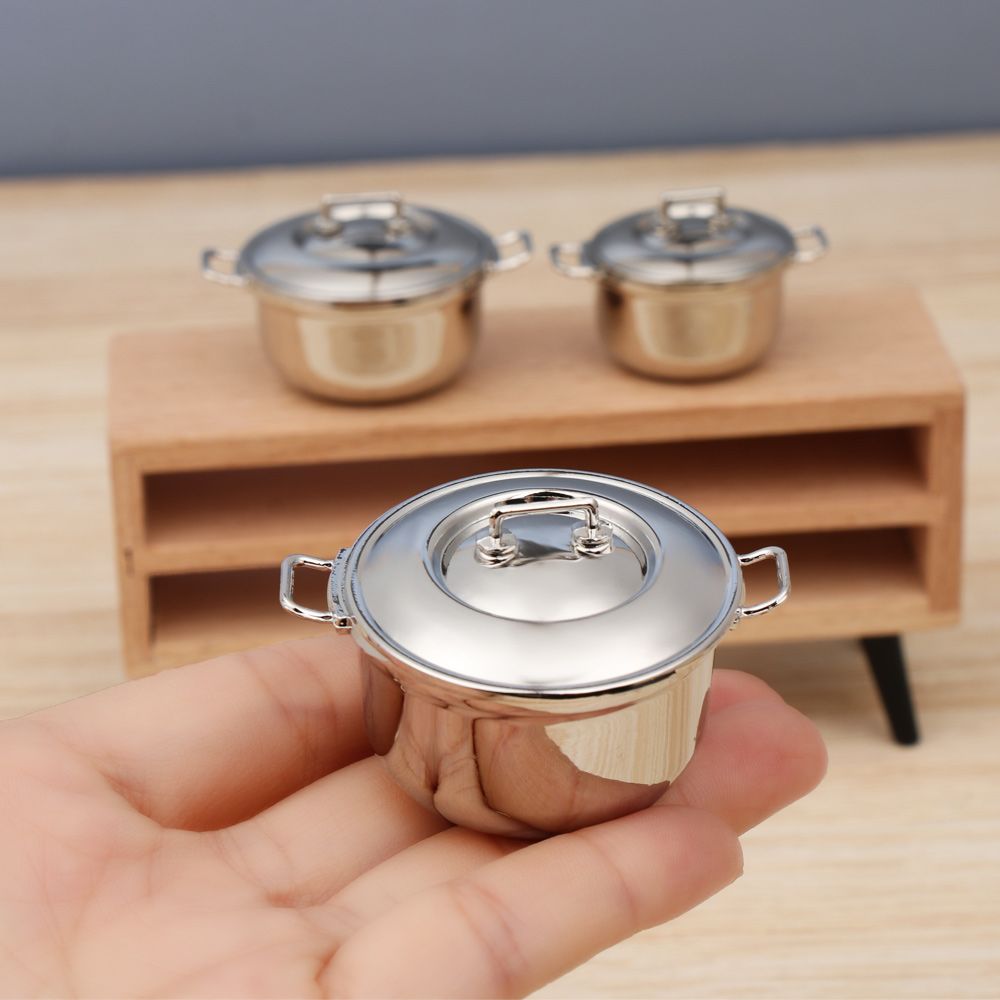 Kitchen Gadgets You Need - カバー付きミニチュアスープポット、ドールハウスアクセサリー、ミニ調理器具、キッチン調理おもちゃ、ドールキッチン用品、プレイハウス、1/12