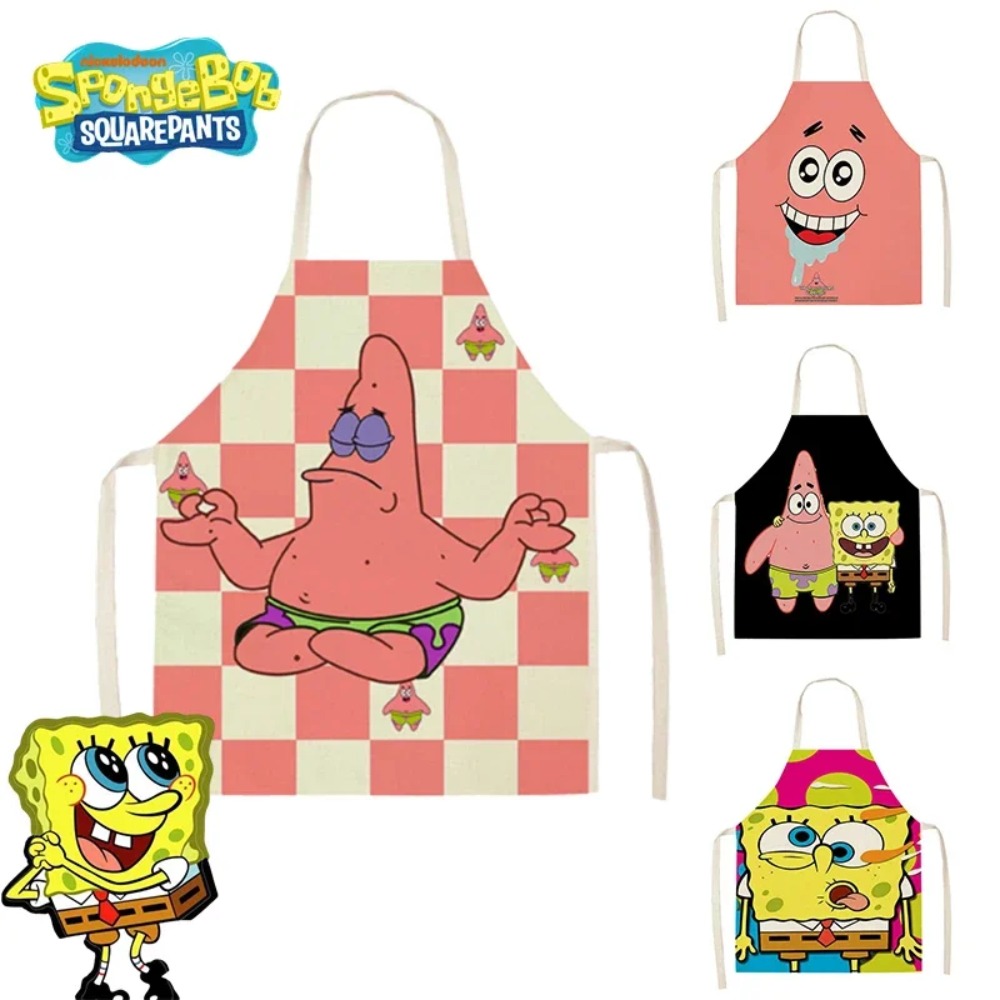 Kitchen Gadgets You Need - スポンジボブ パトリック キッチンエプロン 大人用 リネンビブ アニメ