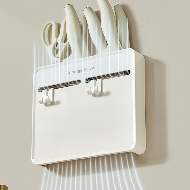 Kitchen Gadgets Cabinet - 穴あけ不要のキッチンナイフホルダー、壁掛け式防塵耐久性のある棚、キャビネット内側用多機能収納