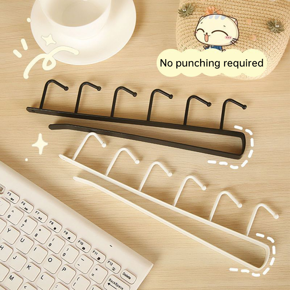 Kitchen Gadgets Cabinet - キャビネット下用ドリル不要マグカップフックラック、6フックメタルカップホルダーオーガナイザー、キッチン用品、マグカップ、カップ用吊り下げ棚フック（新品）