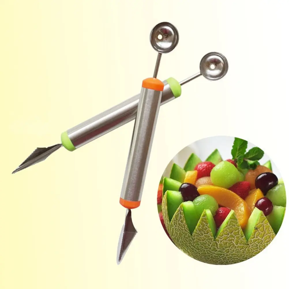 Kitchen Gadgets In China - フルーツ盛り合わせ彫刻ナイフメロンボーラースプーンアイスクリームスクープスイカキッチンガジェットアクセサリースライサーツール