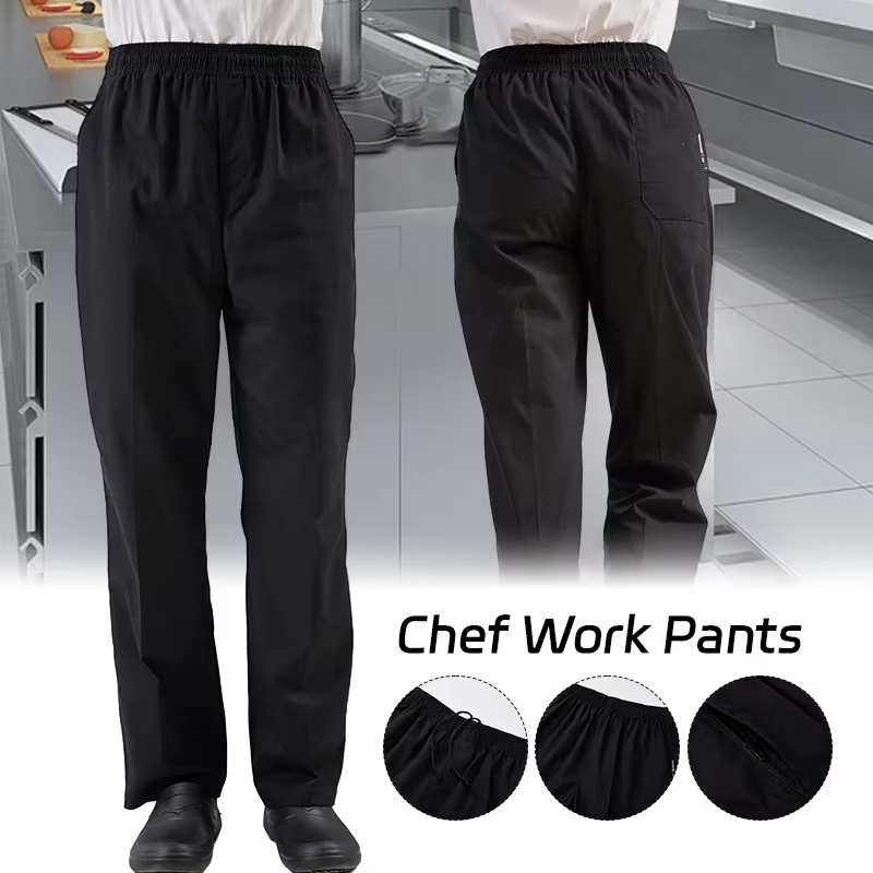 Kitchen Gadgets You Need - 高品質シェフボトムス男性用新しいシェフパンツ調理レストランキッチン軽量黒シェフズボンアクセサリー女性