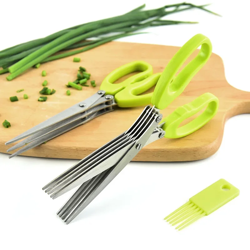 多層キッチンはさみステンレス鋼野菜カッターネギハーブ海苔スパ - Kitchen Gadgets You Need のレビューと価格