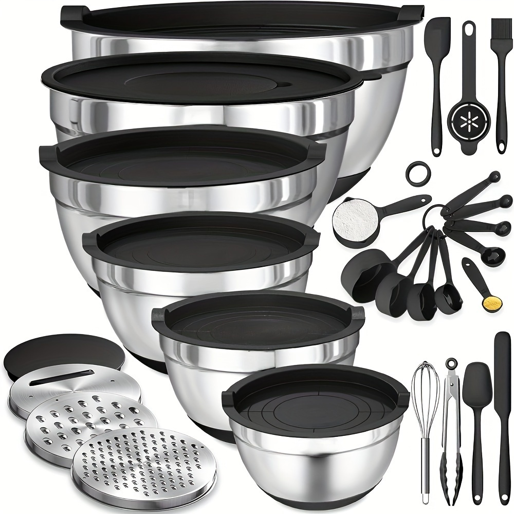 ステンレス製ミキシングボウルセット,蓋付きミキシングボウル, - Kitchen Gadgets Set のレビューと価格