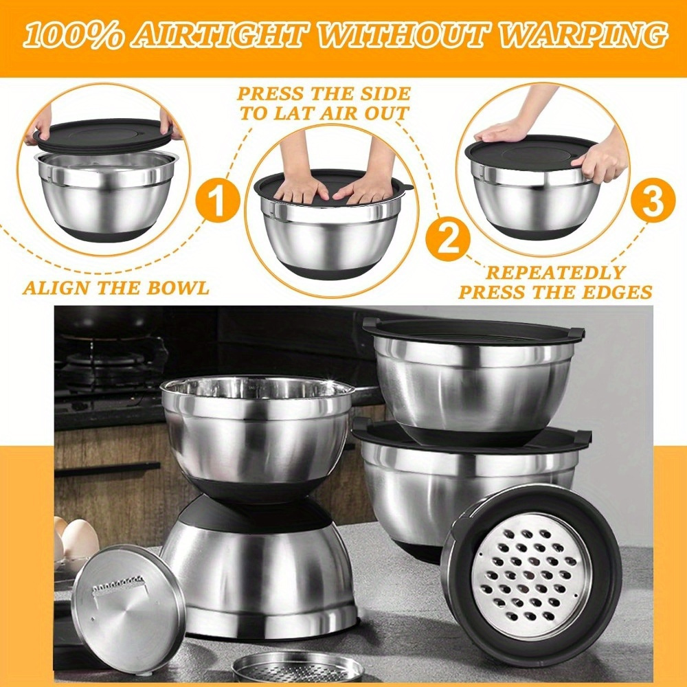 ステンレス製ミキシングボウルセット,蓋付きミキシングボウル, - Kitchen Gadgets Set のレビューと価格