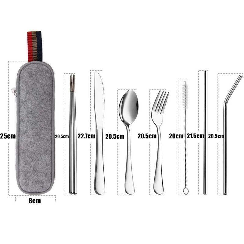 8ピース/セットステンレス鋼スプーンフォーク箸付きの再利用可 - Kitchen Gadgets Set のレビューと価格