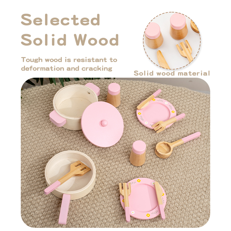 子供用木製キッチンプレイセット、鍋、フライパン、調理器具、食 - Kitchen Gadgets Kids のレビューと価格