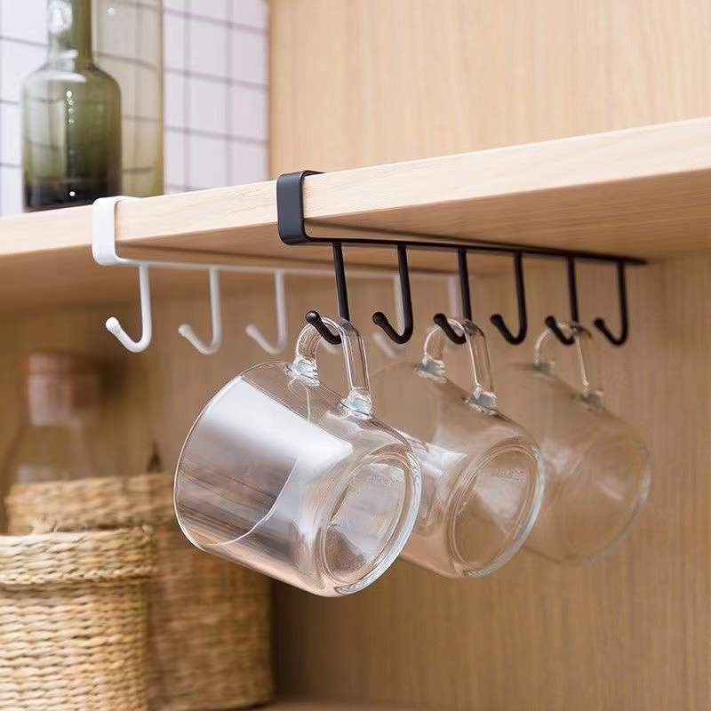 キャビネット下用ドリル不要マグカップフックラック、6フックメ - Kitchen Gadgets Cabinet のレビューと価格
