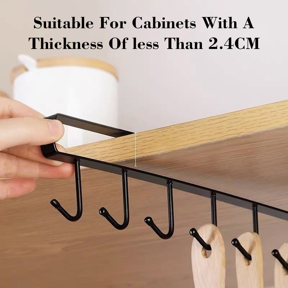 キャビネット下用ドリル不要マグカップフックラック、6フックメ - Kitchen Gadgets Cabinet のレビューと価格