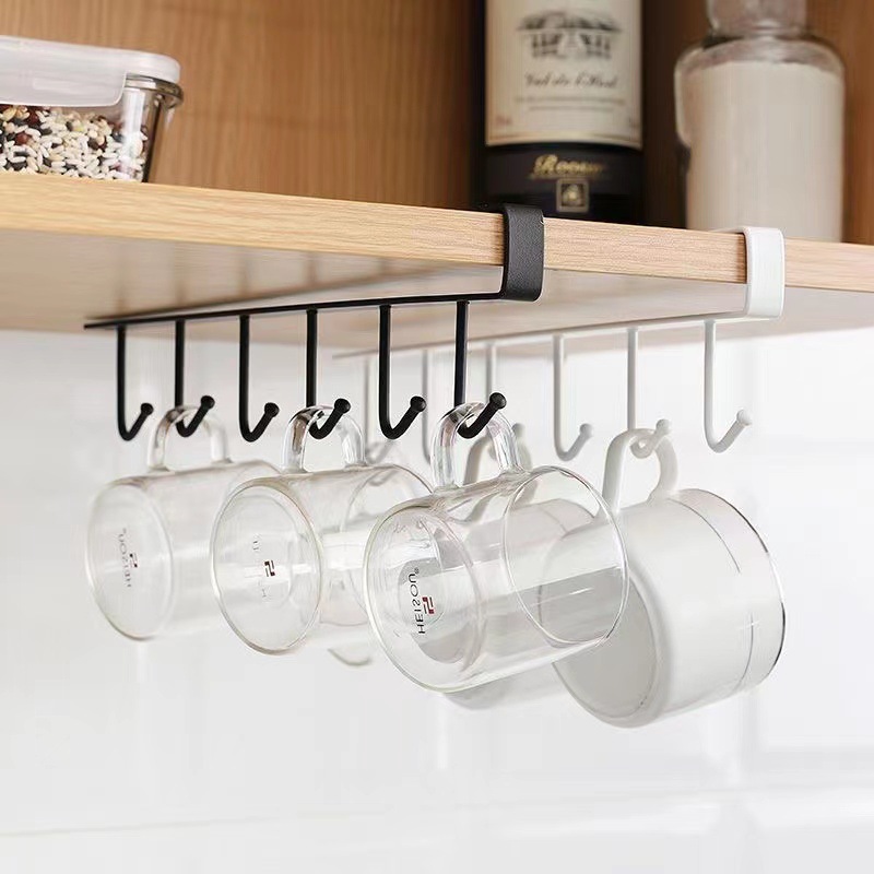 キャビネット下用ドリル不要マグカップフックラック、6フックメ - Kitchen Gadgets Cabinet のレビューと価格