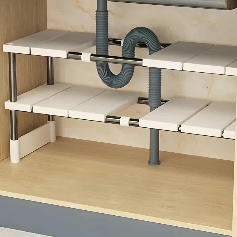 調節可能なシンク下収納ラック - ステンレス製多層省スペース - Kitchen Gadgets Cabinet のレビューと価格