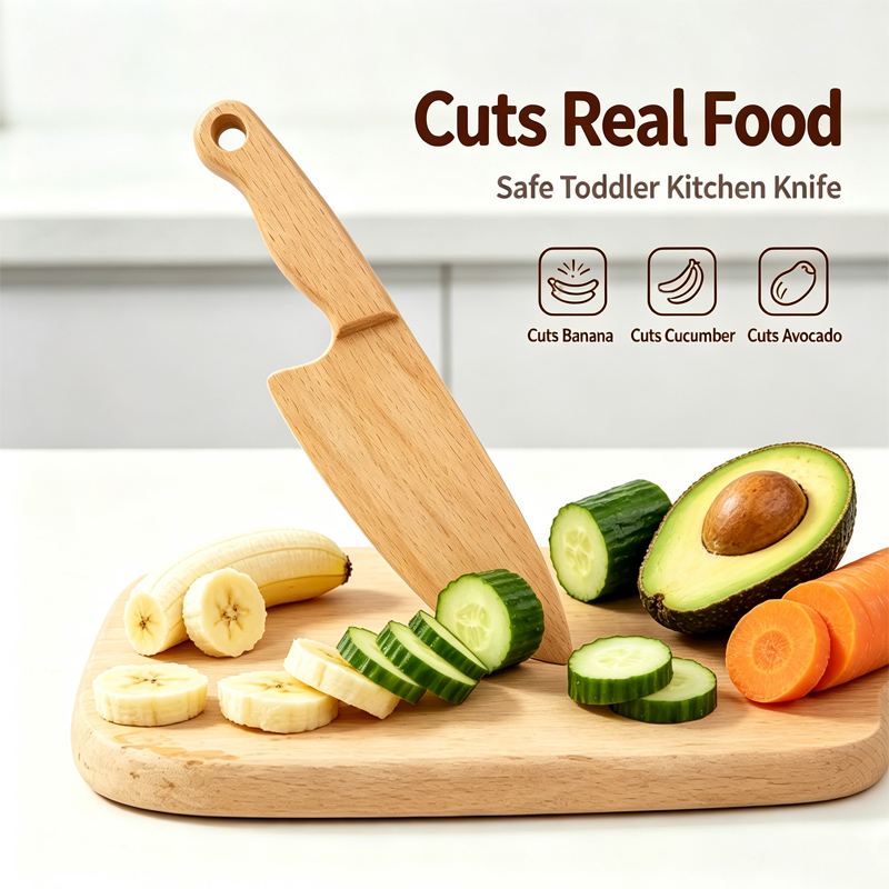 木製子供ナイフ調理用かわいい魚恐竜形状キッチンおもちゃ野菜フ - Kitchen Gadgets Kids のレビューと価格