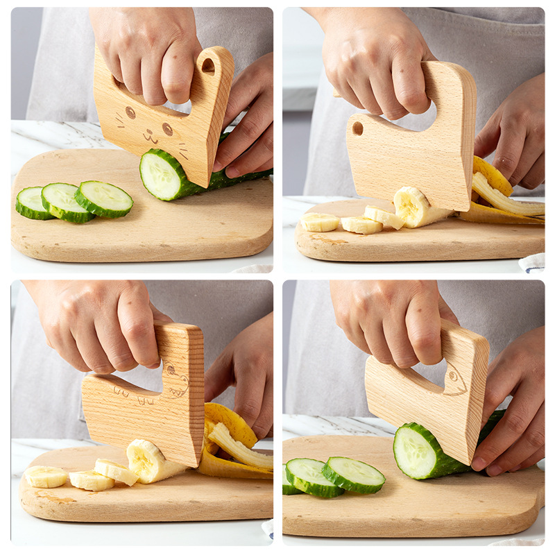 木製子供ナイフ調理用かわいい魚恐竜形状キッチンおもちゃ野菜フ - Kitchen Gadgets Kids のレビューと価格