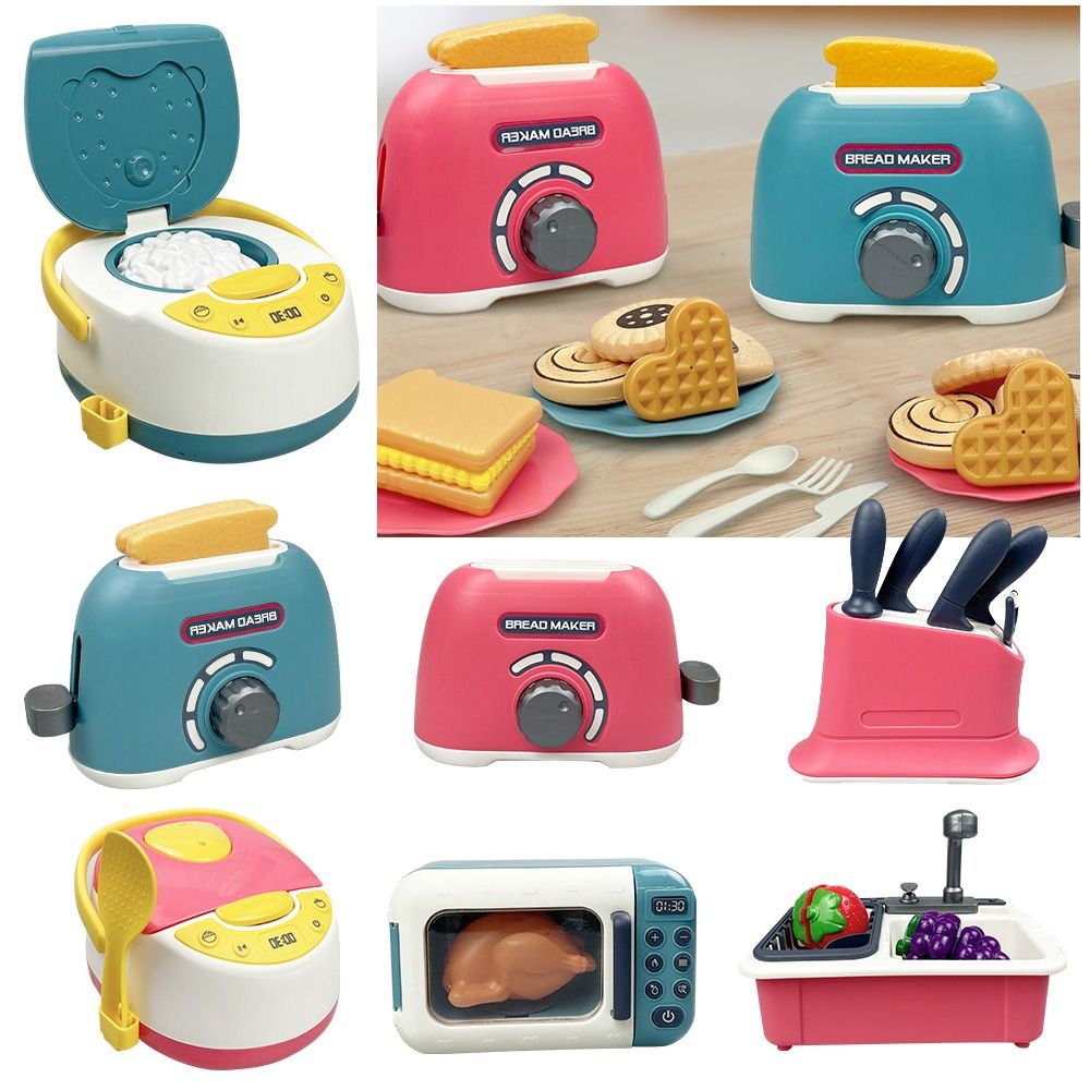 マルチカラーキッズクッキングプレイセット電子レンジガスストー - Kitchen Gadgets Kids のレビューと価格